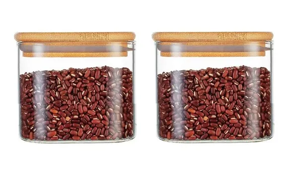 Tiptoe_2_Pieces,_500_ML_Borosilicate_Glass_Jars_with_Silcone_Seal_Airtight_Bamboo_Lids_Tea_Container_Clear_Kitchen_Storage_Jar_with_Bamboo_Shelf_Kitchen_Canister_Set