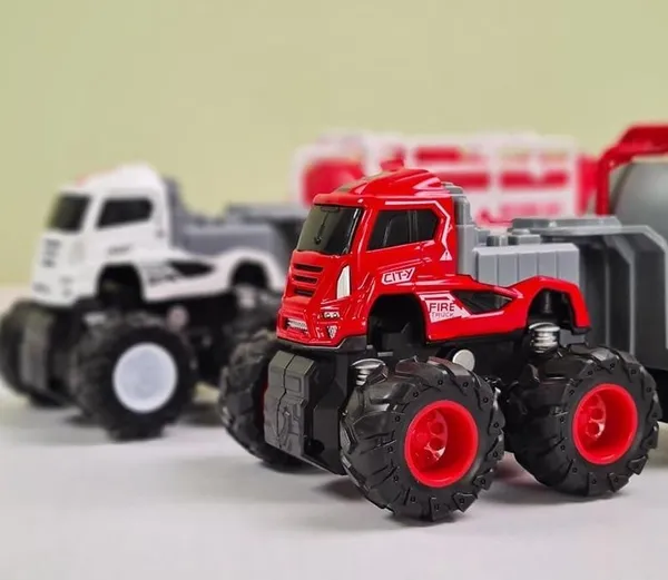 Inertia_Friction_Powered_1:43_Scale_4_X_4_Big_Wheel_Metal_Die_Cast_Fire_Brigade_Rescue_Ladder_Truck_-_10_Inches,_Extendable_Ladder,_Red