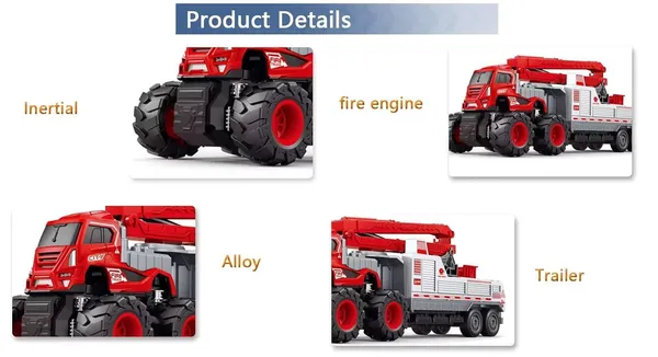 Inertia_Friction_Powered_1:43_Scale_4_X_4_Big_Wheel_Metal_Die_Cast_Fire_Brigade_Rescue_Ladder_Truck_-_10_Inches,_Extendable_Ladder,_Red