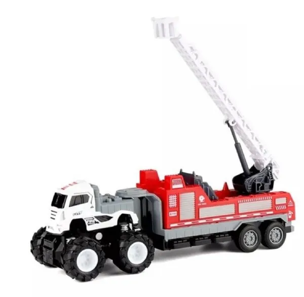 Inertia_Friction_Powered_1:43_Scale_4_X_4_Big_Wheel_Metal_Die_Cast_Fire_Brigade_Rescue_Ladder_Truck_-_10_Inches,_Extendable_Ladder,_Red