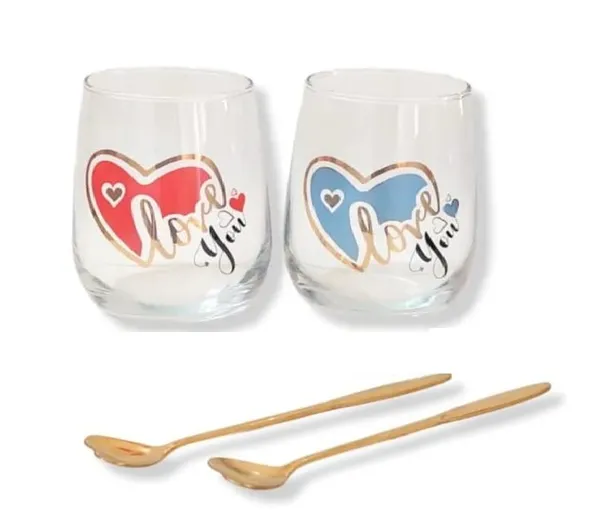 550_ML_Couple_Wine_Glasses_Gifts_for_Wedding_Anniversary,_Engagement,_His_and_Her,_Bride_&_Groom_Valentines_Presents_Glass_Set_with_Spoons