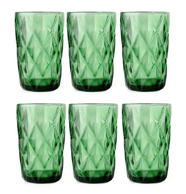 6_Pieces,_Geometric_Design_Drinking_Glasses_Set_Tumbler_Glasses_-_Thick_Walled_Green_Tumbler_for_Cocktail,_Juice,_Water,_Mixed_Drinks,_Beer_and_Coffee,_400_ML_Each