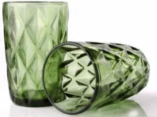 4_Pieces,_Geometric_Design_Drinking_Glasses_Set_Tumbler_Glasses_-_Thick_Walled_Green_Tumbler_for_Cocktail,_Juice,_Water,_Mixed_Drinks,_Beer_and_Coffee,_400_ML_Each