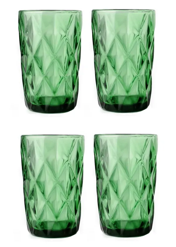 4_Pieces,_Geometric_Design_Drinking_Glasses_Set_Tumbler_Glasses_-_Thick_Walled_Green_Tumbler_for_Cocktail,_Juice,_Water,_Mixed_Drinks,_Beer_and_Coffee,_400_ML_Each