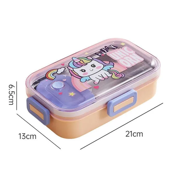 710_ML_Leak_Proof_Stainless_Steel_Lunch_Box_2_Compartment_Tiffin_Box_Adult_Office_Worker_School_Lunch_Box,_Unicorn_Theme