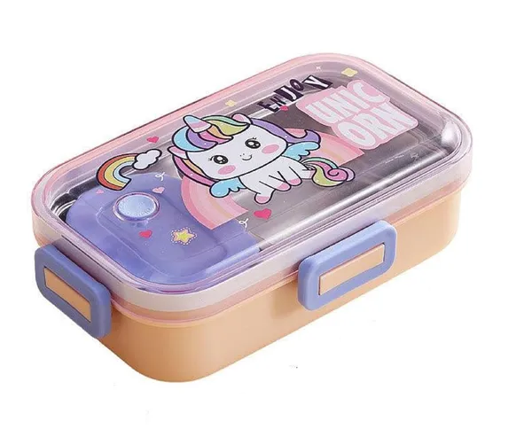 710_ML_Leak_Proof_Stainless_Steel_Lunch_Box_2_Compartment_Tiffin_Box_Adult_Office_Worker_School_Lunch_Box,_Unicorn_Theme