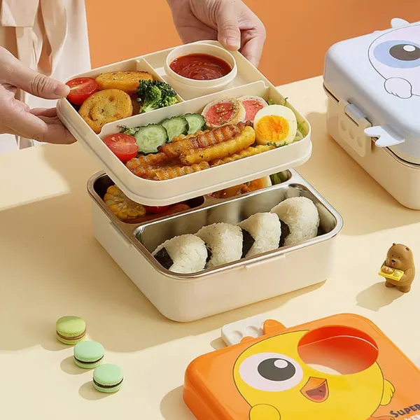 3_Compartment_Leak_Proof_1120_ML_Leak_Proof_Stainless_Steel_Lunch_Box_2_Level_Spill_Proof_School_Picnic_Tiffin_Lunch_Box,_Elephant_Grey