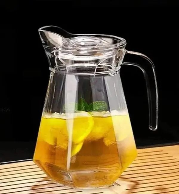 _1400_ML_Glass_Jug_Pitcher_with_Plastic_lid,_iced_Tea_Pitcher_Water_jug_hot_Cold_Water_ice_Tea,_Milk_and_Juice_Beverage_Carafes_1.4_LTR,_1_Piece,_Transparent
