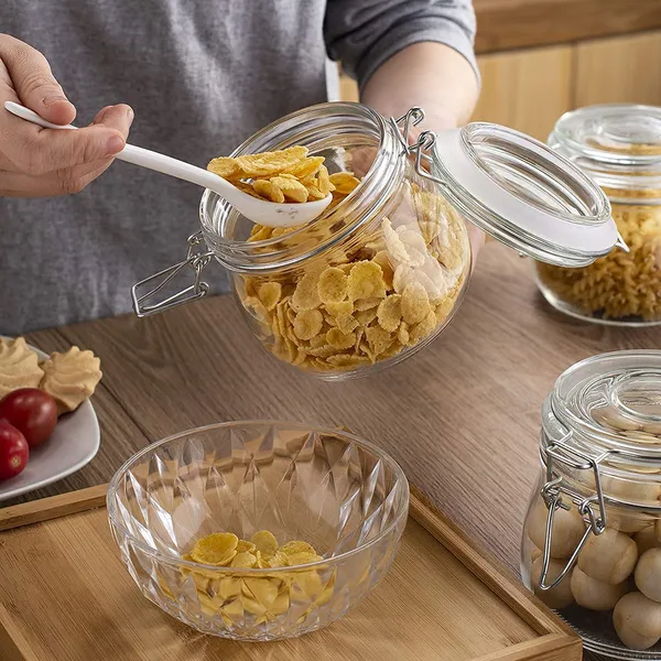 500_ML_Airtight_Pop_Storage_Glass_Container_With_SS_Clip_Lid_-_Multipurpose_Kitchen_Jar_for_Grocery,_Cookies,_Candy,_Cashews_-_1_Piece