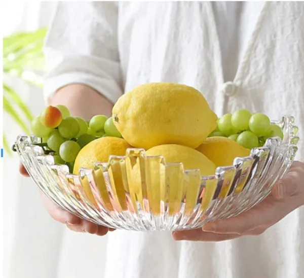 12_Inch_Decorative_Glass_Salad_Fruit_Bowl_Dinner_Table_Wedding_Home_D�cor_Bowl_for_Fruit,_Snack,_Dessert,_and_Candy_Dishes_or_Nuts,_Clear