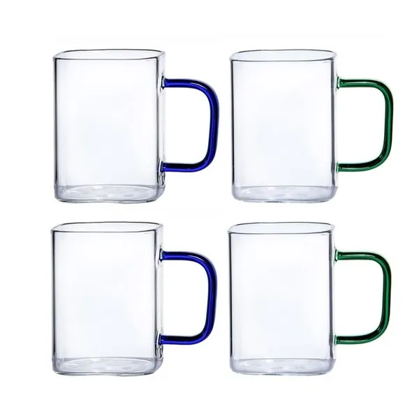 Pack_of_4,_230_ML_Heat_Resistant_Square_Glass_Tea_Cup_Juice_Microwave_Safe_Cold_Coffee_Color_Handle_Transparent_Mug_Drinkware_Ice_Coffee_Mug,_Multicolor
