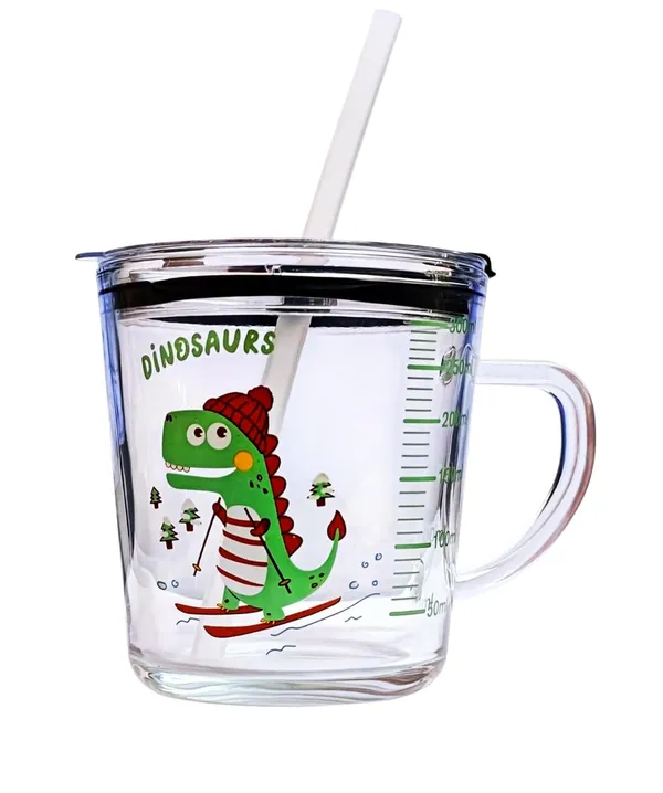 300_ML_Glass_Dino_Print_Milk_Sipper_Mug_Jar_with_Silicone_Straw_and_Airtight_Leakproof_Lid_-_Measuring_Scale_Drinking_Cup_for_Kids_Boys_and_Girls_Perfect_for_Milk,Juice,Coffee