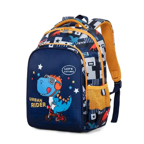 Cute_Dino_Theme_School_Bag_For_Boys_and_Girls,_14_Inches_LightWeight_Zippered_School_Bag_for_School_Students/Padded_and_Adjustable_Shoulder_Strap,_Children's_Travel_Bag,_Blue