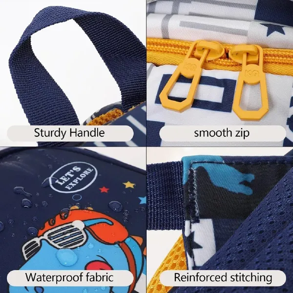 Cute_Dino_Theme_School_Bag_For_Boys_and_Girls,_14_Inches_LightWeight_Zippered_School_Bag_for_School_Students/Padded_and_Adjustable_Shoulder_Strap,_Children's_Travel_Bag,_Blue