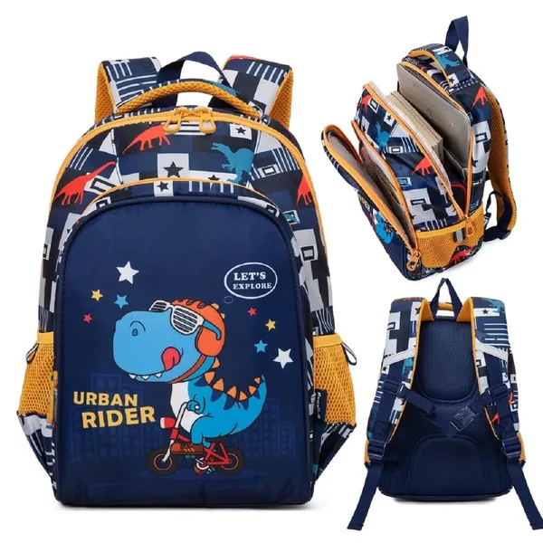 Cute_Dino_Theme_School_Bag_For_Boys_and_Girls,_14_Inches_LightWeight_Zippered_School_Bag_for_School_Students/Padded_and_Adjustable_Shoulder_Strap,_Children's_Travel_Bag,_Blue