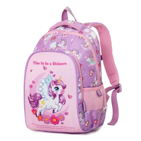 Cute_Unicorn_Theme_School_Bag_For_Boys_and_Girls,_14_Inches_LightWeight_Zippered_School_Bag_for_School_Students/Padded_and_Adjustable_Shoulder_Strap,_Children's_Travel_Bag,_Pink