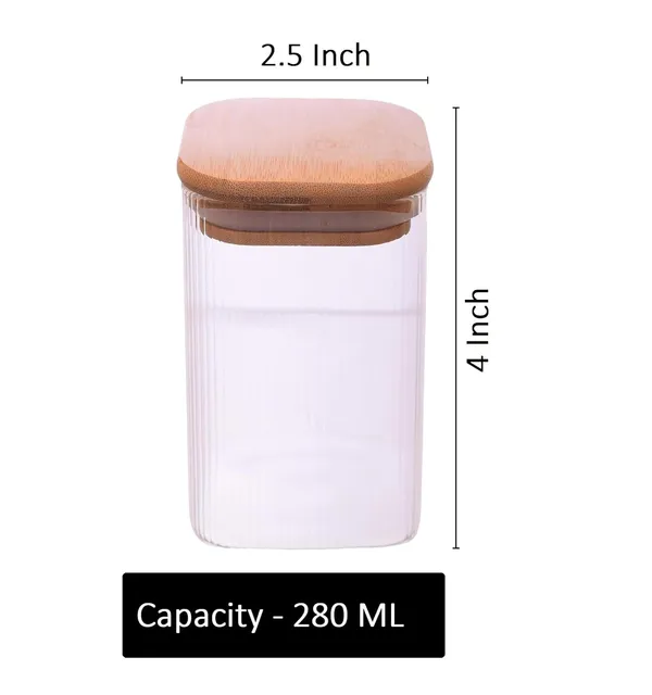6_Pieces,_4_Inch_Tall_Small_280_ML_Fluted_Ribbed_Borosilicate_Glass_Jars_with_Airtight_Bamboo_Lids_Tea_Container_Clear_Kitchen_Storage_Jar_Small_Canister_Set,_Clear