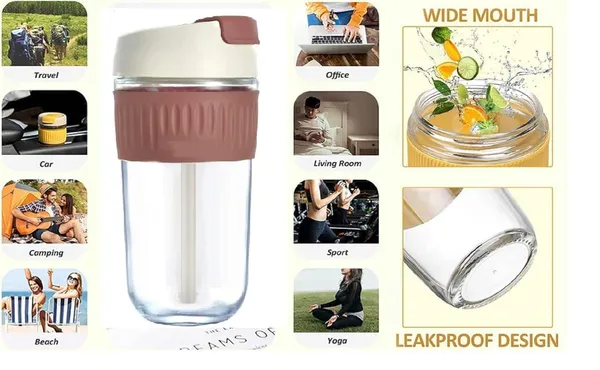 Pack_of_2,_Dual_lid_Leak_Proof_Glass_Coffee_Cup_with_Straw_&_Leakproof_Lid,_Glass_Sipper_with_Silicone_Sleeve,_BPA_Free_Car_Travel_Mason_Jar_500_ML,_Brown