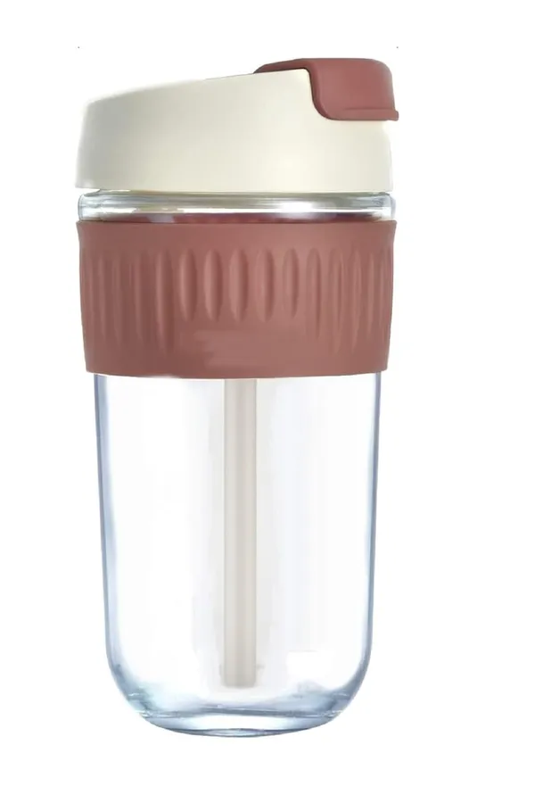Dual_lid_Leak_Proof_Glass_Coffee_Cup_with_Straw_&_Leakproof_Lid,_Glass_Sipper_with_Silicone_Sleeve,_BPA_Free_Car_Travel_Mason_Jar_500_ML,_Brown