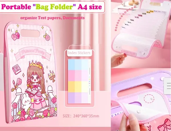 A4_Size_File_Folder_with_Button_Lock_and_Handle,_Certificates_Document_Holder_with_12_Pockets_Sections_Expandable_Folders_Gift_for_Girls_(Pack_of_1),_Pink