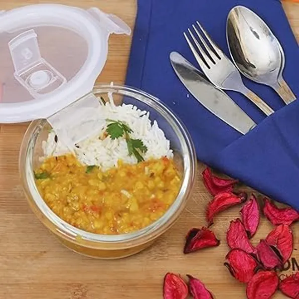 1_Piece_Round_Borosilicate_Glass_Food_Storage_Oven_Safe_Container_Set_with_Air_Vent_Airtight_Lid_Microwave_Safe_Bowl,_Glass_Reheating_Bowl_Tiffin,_375_ML,_Clear