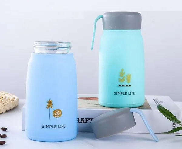 TipToe�_Pack_of_6,_Glass_Bottle_with_Thermal_PP_Covered_Heat_Proof_Leak_Proof_Bottle_Mug_for_Kids_Travel_Cup_Birthday_Return_Gift_for_Kids,_330_ML,_Multicolor