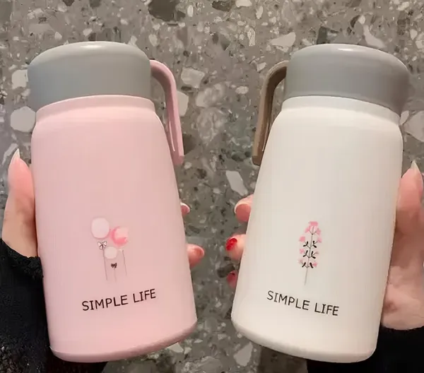 TipToe�_Pack_of_6,_Glass_Bottle_with_Thermal_PP_Covered_Heat_Proof_Leak_Proof_Bottle_Mug_for_Kids_Travel_Cup_Birthday_Return_Gift_for_Kids,_330_ML,_Multicolor
