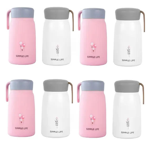 TipToe�_Pack_of_8,_Glass_Bottle_with_Thermal_PP_Covered_Heat_Proof_Leak_Proof_Bottle_Mug_for_Kids_Travel_Cup_Birthday_Return_Gift_for_Kids,_330_ML,_Multicolor