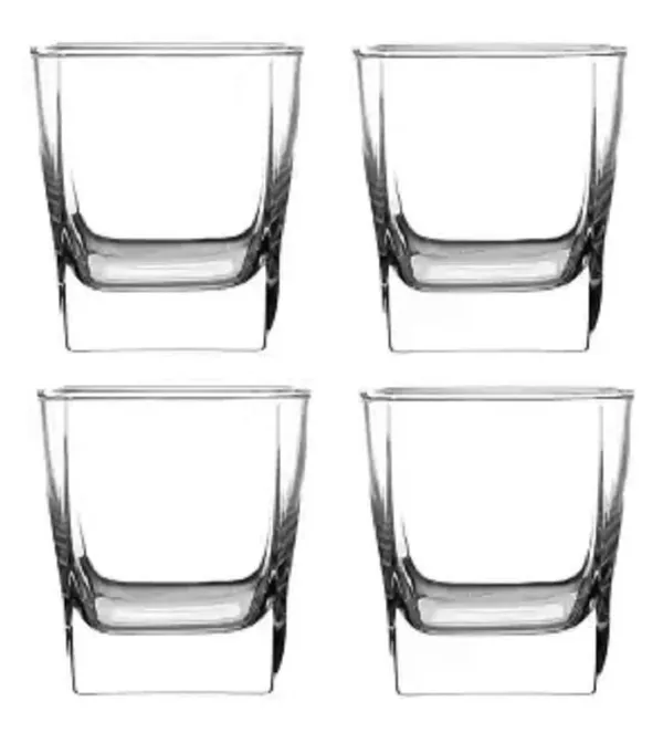 Pack_of_4,_Small_200_ML_Transparent_Water_Juice_Squaree_Glass_Drinking_Bar_Mug_Glasses_for_Scotch,_Bourbon,_Juice,Water,_Liquor_and_Cocktail_Drinks,_Clear