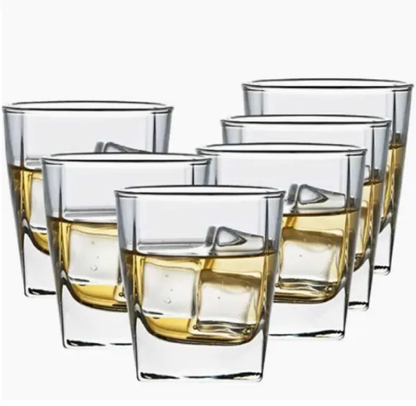 Pack_of_6,_Small_200_ML_Transparent_Water_Juice_Squaree_Glass_Drinking_Bar_Mug_Glasses_for_Scotch,_Bourbon,_Juice,Water,_Liquor_and_Cocktail_Drinks,_Clear
