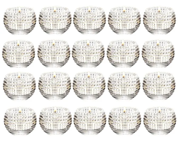 TipToe�_Set_of_20,_Decorative_Round_Crystal_Glass_Votive_Candle_Holders_for_Home_Decoration_Tealight_Holders_Exquisite_Crystal_Diya_for_Diwali_Wedding_Party_Decor,_Clear
