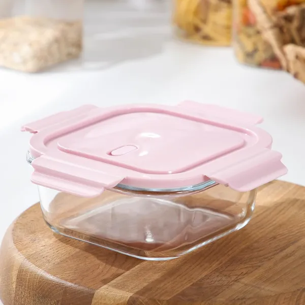 520_ML_Square_Shape_Microwave_Safe_Borosilicate_Glass_Food_Storage_Oven_Safe_Container_Set_with_Airtight_Lid_Microwave_Safe_Tiffin_Bowl,_Glass_Serving_Bowl,_1_Piece,_Pink