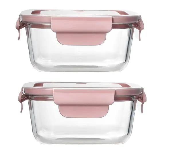 520_ML_Square_Shape_Microwave_Safe_Borosilicate_Glass_Food_Storage_Oven_Safe_Container_Set_with_Airtight_Lid_Microwave_Safe_Tiffin_Bowl,_Glass_Serving_Bowl,_2_Piece,_Pink
