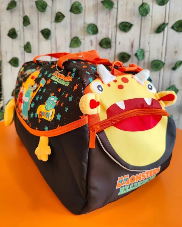3D_Designer_Duffel_Handbag_&_Shoulder_Bag,_Weekender_Overnight_Bag,_Kids_&_Teenagers_Swimming_Duffle_Bag,_Dino_Monster_Theme_Large_-_18_x_8.4_x_9.4_Inches,_Black