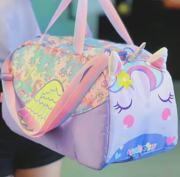 Unicorn_Theme_3D_Designer_Duffel_Handbag_&_Shoulder_Bag,_Weekender_Overnight_Bag,_Kids_&_Teenagers_Swimming_Duffle_Bag,_Large_-_18_x_8.4_x_9.4_Inches,_Purple