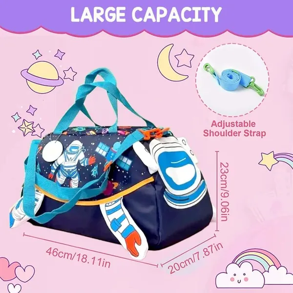Space_Astronaut_Theme_Designer_Duffel_Handbag_&_Shoulder_Bag,_Weekender_Overnight_Bag,_Kids_&_Teenagers_Swimming_Duffle_Bag,_Large_-_18_x_8.4_x_9.4_Inches,_Blue
