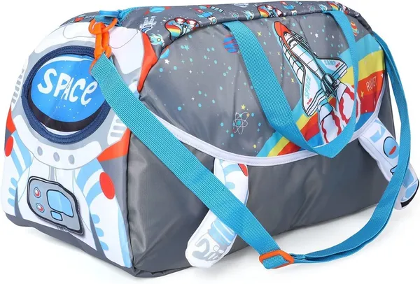 Space_Astronaut_Theme_Designer_Duffel_Handbag_&_Shoulder_Bag,_Weekender_Overnight_Bag,_Kids_&_Teenagers_Swimming_Duffle_Bag,_Large_-_18_x_8.4_x_9.4_Inches,_Blue