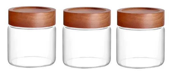 550_ML_Borosilicate_Glass_Kitchen_Storage_Round_Jars_Container_With_Wooden_AirTight_Lid_Jar_Canister_Set,_3_Pieces