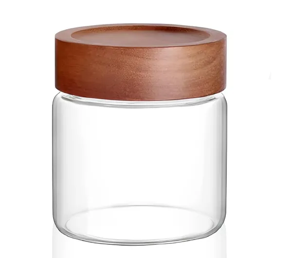 550_ML_Borosilicate_Glass_Kitchen_Storage_Round_Jars_Container_With_Wooden_AirTight_Lid_Jar_Canister_Set,_1_Piece