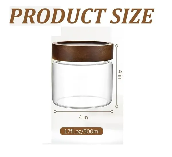 550_ML_Borosilicate_Glass_Kitchen_Storage_Round_Jars_Container_With_Wooden_AirTight_Lid_Jar_Canister_Set,_1_Piece