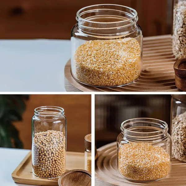 550_ML_Borosilicate_Glass_Kitchen_Storage_Round_Jars_Container_With_Wooden_AirTight_Lid_Jar_Canister_Set,_2_Pieces
