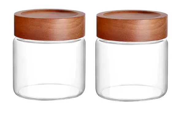 550_ML_Borosilicate_Glass_Kitchen_Storage_Round_Jars_Container_With_Wooden_AirTight_Lid_Jar_Canister_Set,_2_Pieces