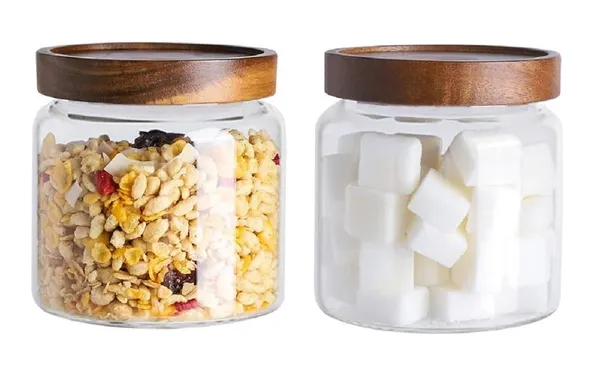 550_ML_Borosilicate_Glass_Kitchen_Storage_Round_Jars_Container_With_Wooden_AirTight_Lid_Jar_Canister_Set,_2_Pieces
