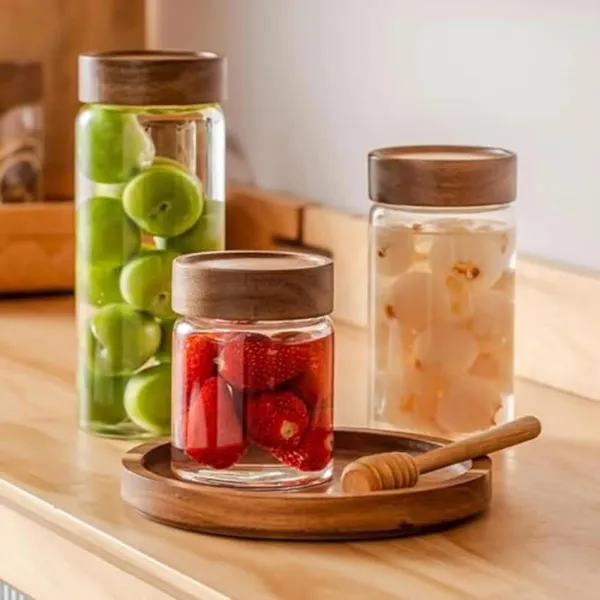 Pack_of_2,_550_ML_&_350_ML_Airtight_Borosilicate_Glass_Kitchen_Storage_Round_Jars_Container_With_Wooden_Air_Tight_Scew-on_Lid_Cookie_Jar,_Clear