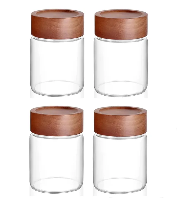 Pack_of_4,_350_ML_Airtight_Borosilicate_Glass_Kitchen_Storage_Round_Jars_Container_With_Wooden_Air_Tight_Scew-on_Lid_Jar_Cookie_Cereal_Containers_Set