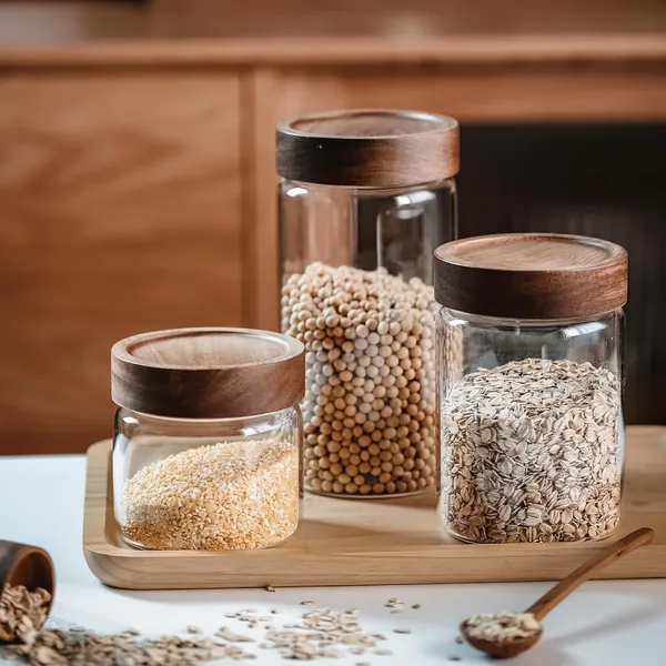 850_ML_Airtight_Borosilicate_Glass_Kitchen_Storage_Round_Jars_Container_With_Screw_On_Wooden_Air_Tight_Lid,_Cookie_Jar_Canister_Set,_3_Pieces