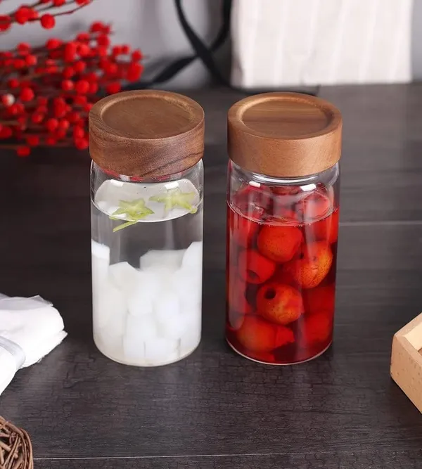 400_ML_Sleek_Borosilicate_Glass_Kitchen_Storage_Round_Container_6_Inch_Glass_Airtight_Cereal_Tea_Coffee_Jars_With_Screw_On_Wooden_Air_Tight_Lid,_Canister_Set,_1_Piece