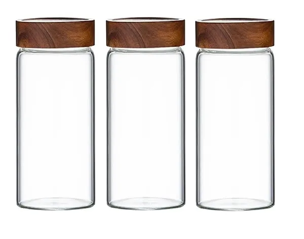 Pack_of_3,_400_ML_Sleek_Borosilicate_Glass_Kitchen_Storage_Round_Container_6_Inch_Glass_Airtight_Cereal_Tea_Coffee_Jars_With_Screw_On_Wooden_Air_Tight_Lid,_Canister_Set