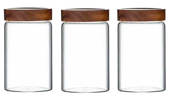 Pack_of_3,_600_ML_Borosilicate_Glass_Kitchen_Storage_Round_Container_6_Inch_Glass_Airtight_Cereal_Tea_Coffee_Jars_With_Screw_On_Wooden_Air_Tight_Lid,_Canister_Set