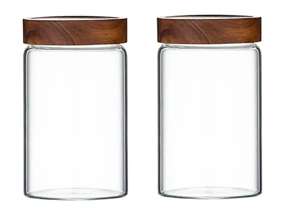 Pack_of_2,_600_ML_Borosilicate_Glass_Kitchen_Storage_Round_Container_6_Inch_Glass_Airtight_Cereal_Tea_Coffee_Jars_With_Screw_On_Wooden_Air_Tight_Lid,_Canister_Set